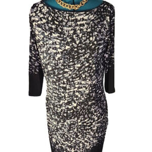 222. Evan Picone Black, Grey & White Print dress sz 10